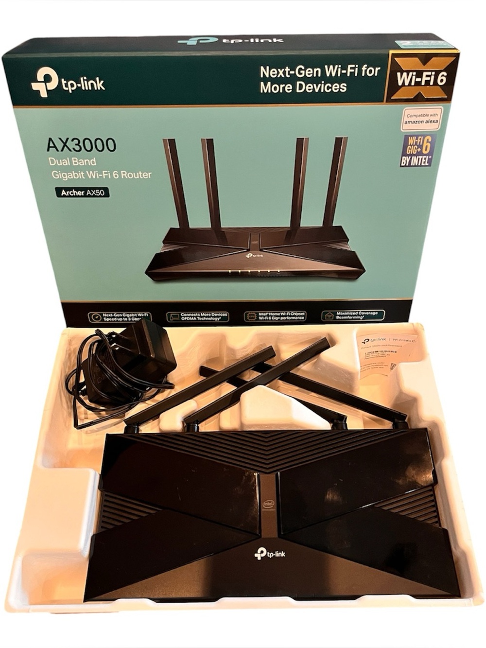 TP-Link AX3000 Archer AX50 Dual-Band Wi‑Fi 6 Router - Black